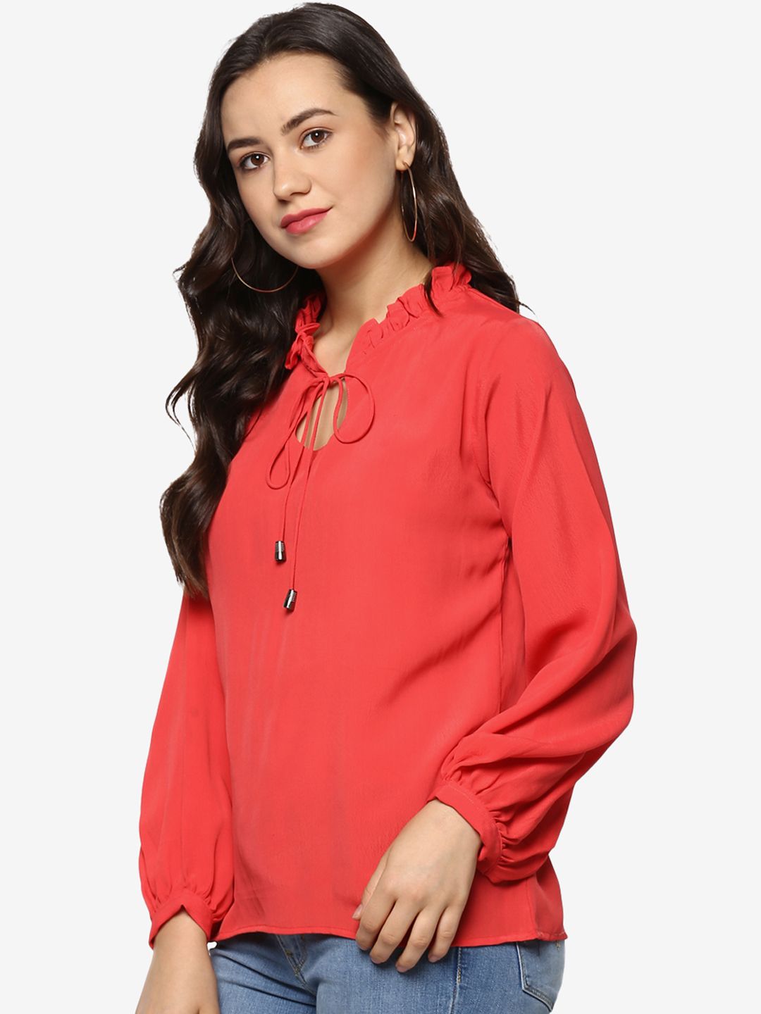 Red Crepe Top — view 3