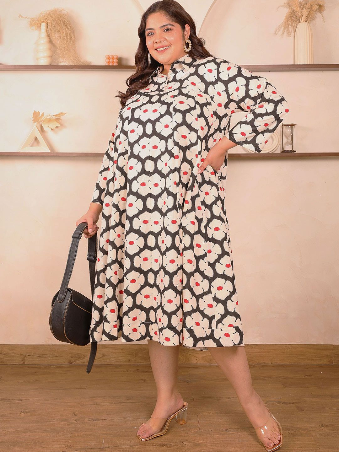 Black Floral Kali Plus Size Dress — view 6