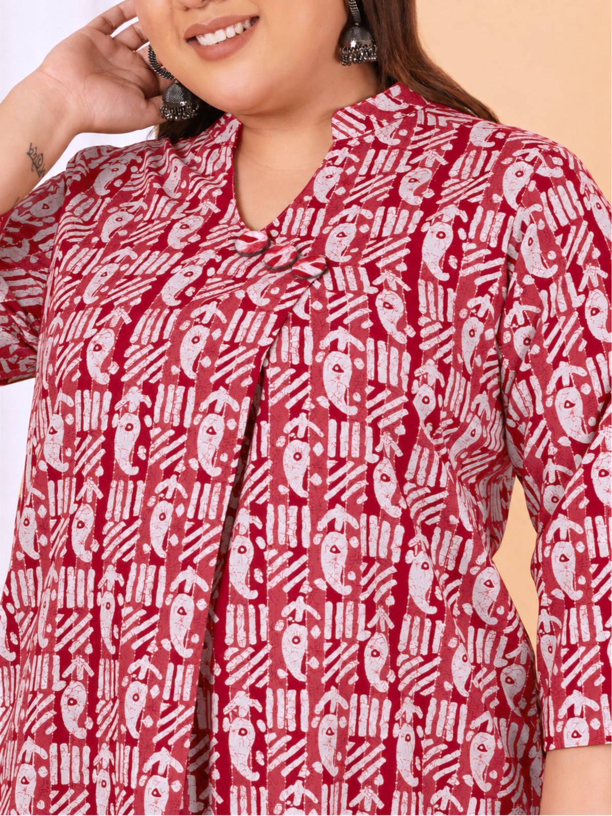 Red Paisley Print Long Tunic