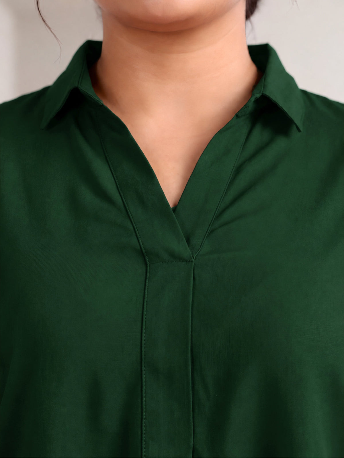 Dark Green Rayon Centrepleat Longline Tunic