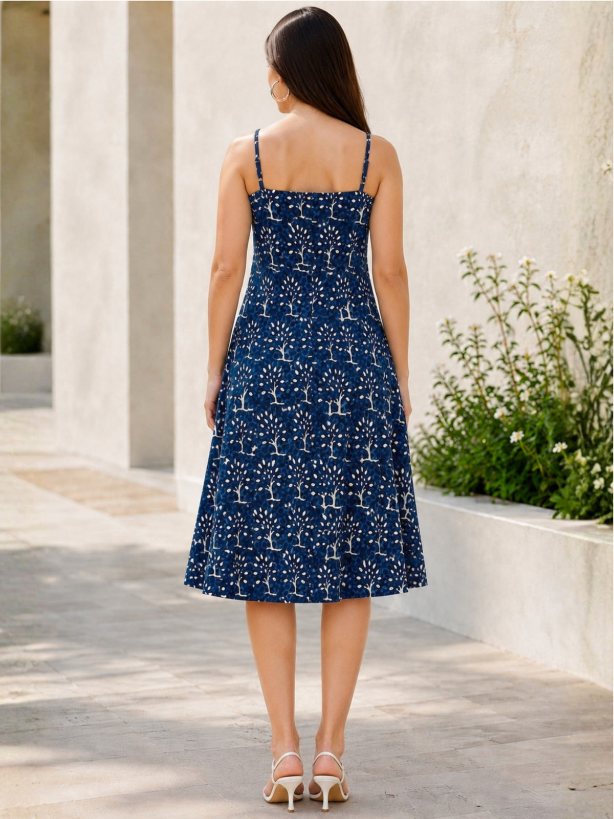 Blue A-Line Hand Block Dress