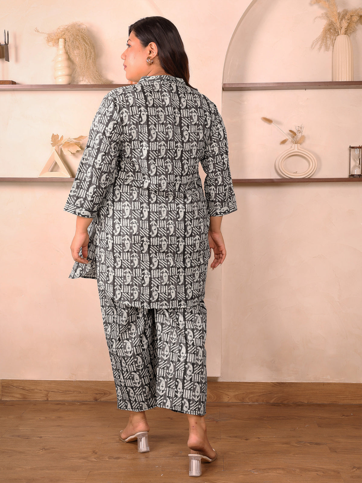 Black Paisley Print Co Ord Set