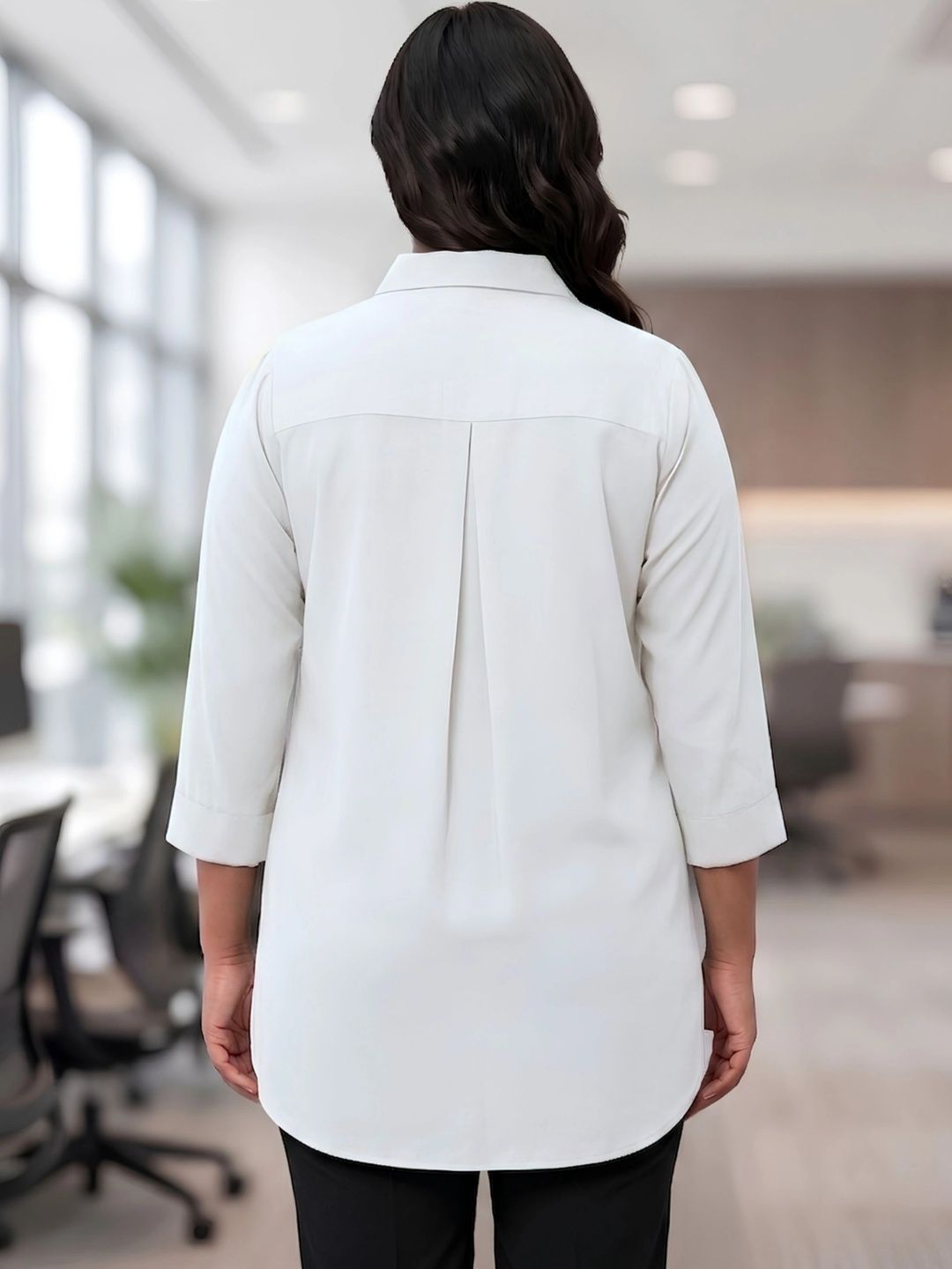OffWhite Rayon Concealed Plus Size Tunic — view 2