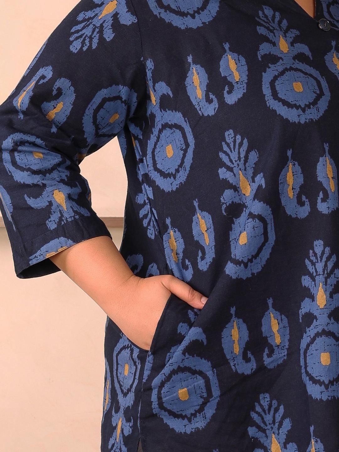 Indigo Blue Cotton Print Plus Size Co Ord Set — view 2