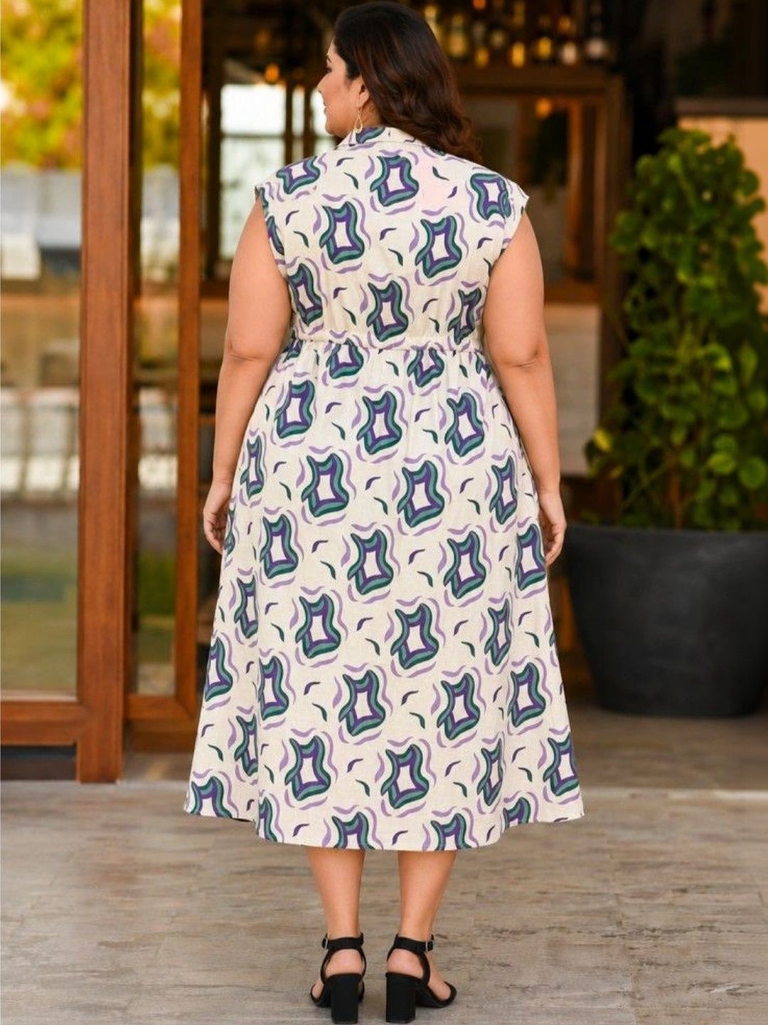 OffWhite Purple Print Midi Dress — view 2