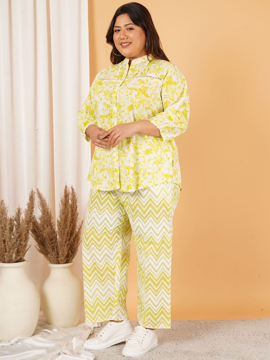 Yellow Print Plus Size Co-Ord Set — view 5