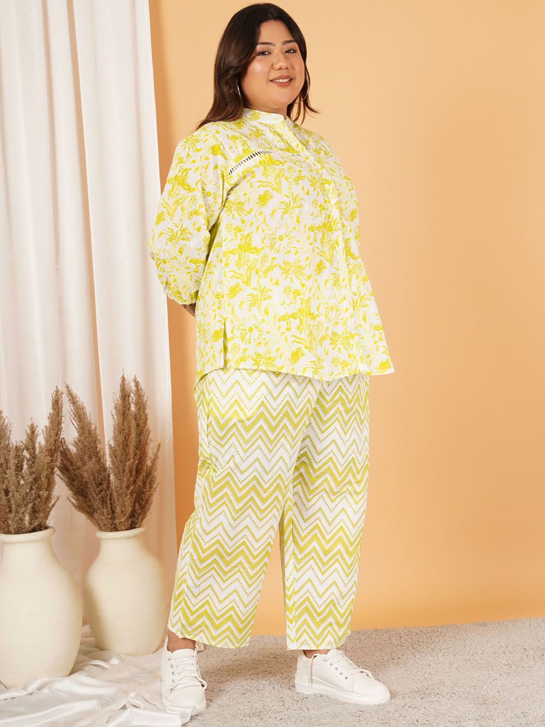 Yellow Print Plus Size Co-Ord Set — view 4