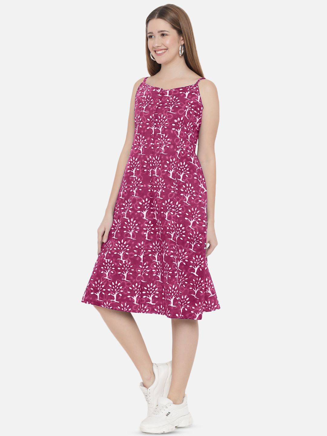 Pink A-Line Hand Block Dress — view 10