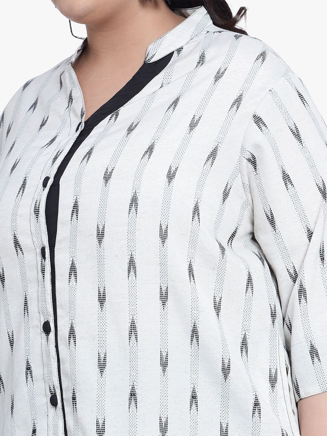 Black Ikat Cotton Plus Size Tunic — view 2