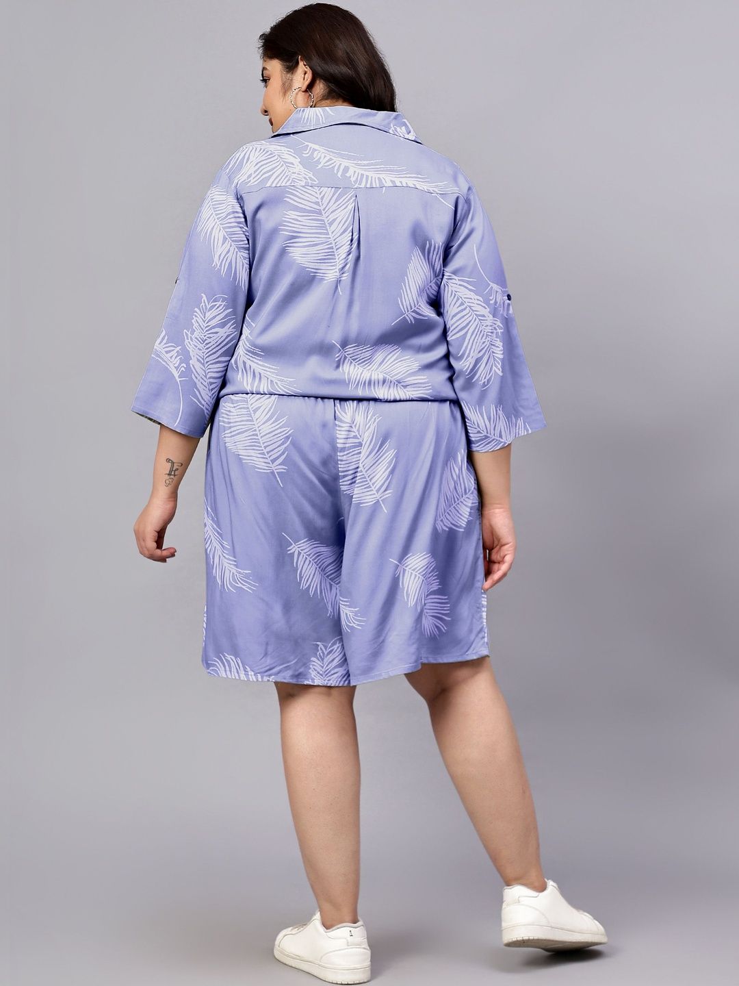 Blue Leaf Shirt And Short Set — view 2