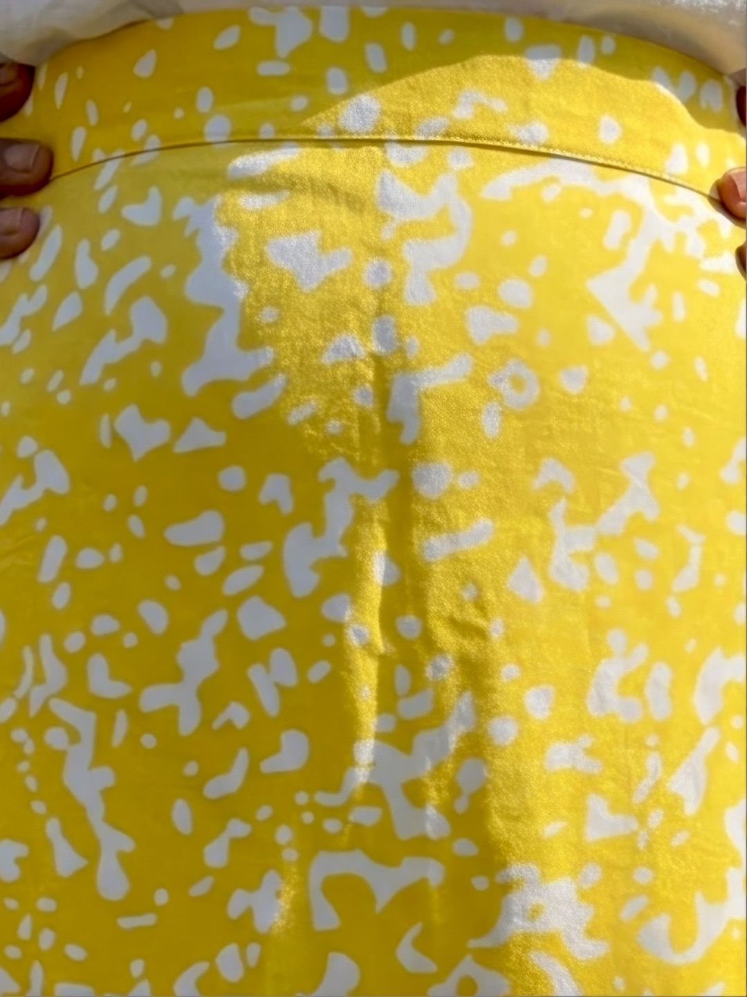 Yellow Print Satin Skirt — view 6