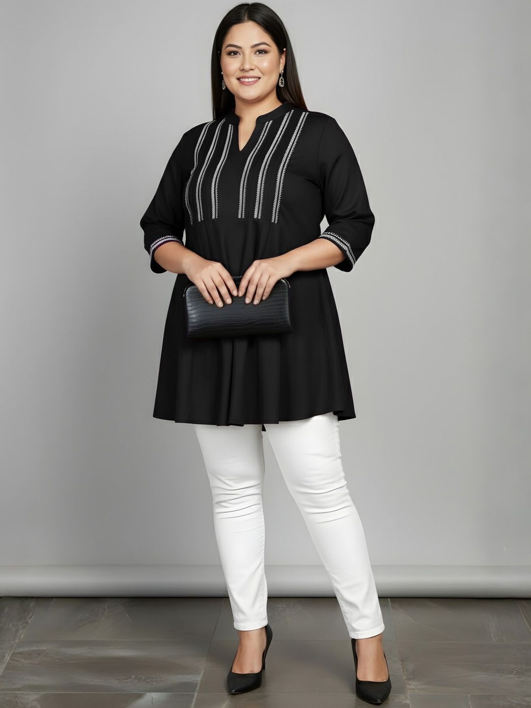 Black Embroidered Tunic — view 4