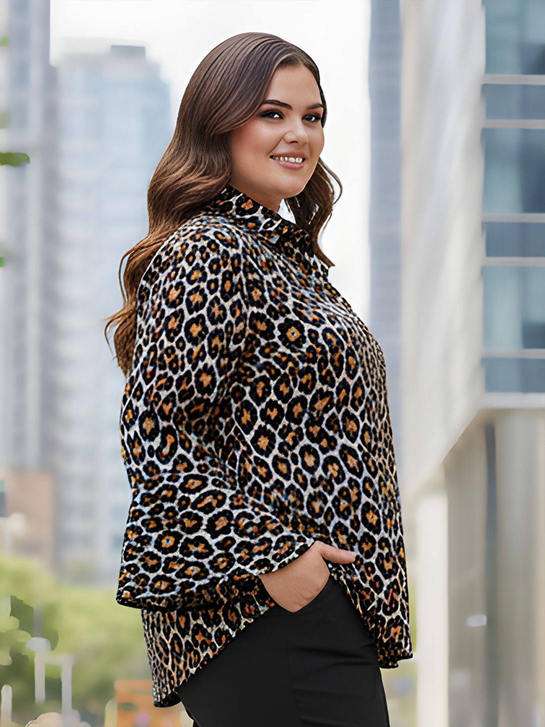 Animal Print Satin Shirt — view 3