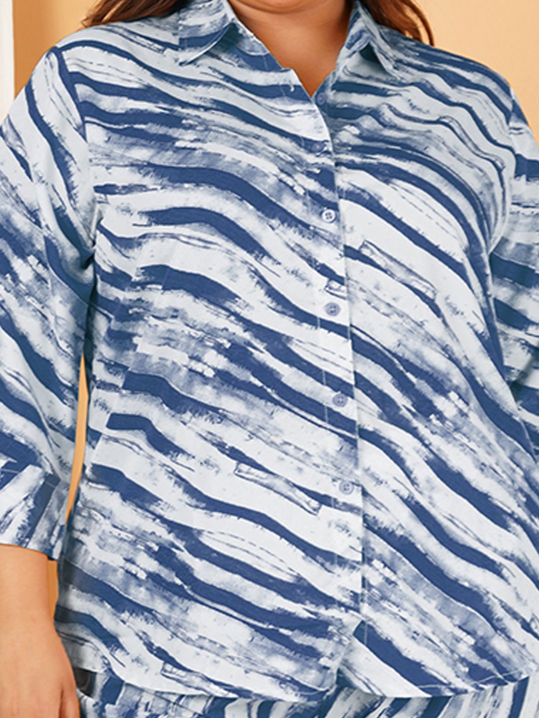 Blue Leheriya Print Plus Size Co-Ord Set — view 2