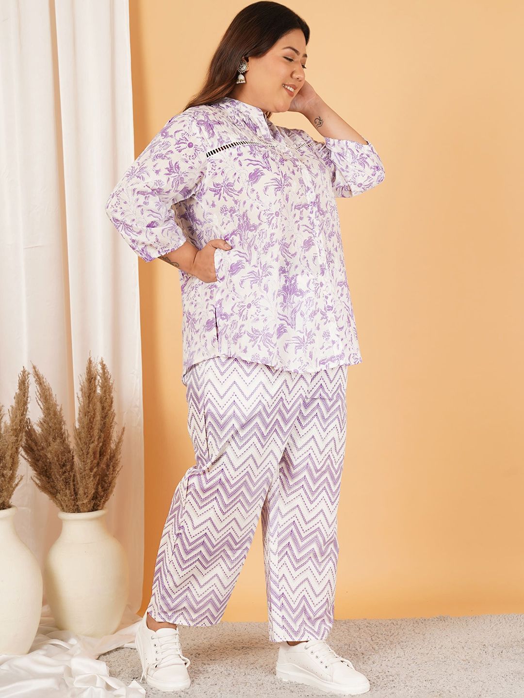 Purple Print Plus Size Co-Ord Set — view 4