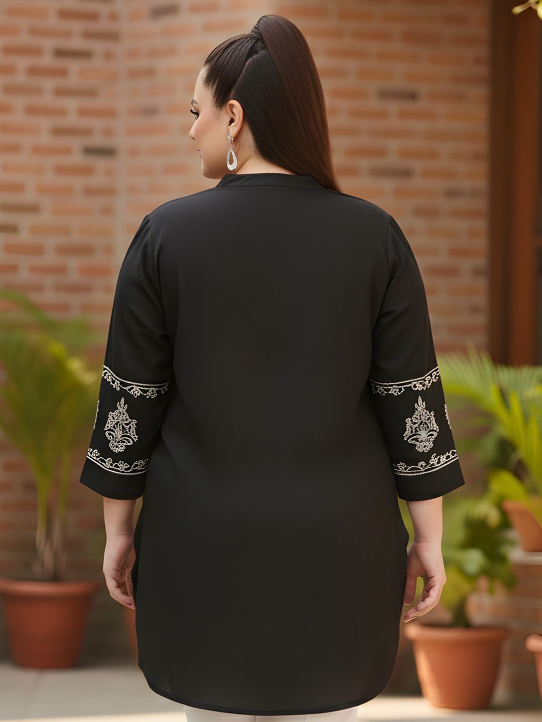 Black Cotton Embroidered Tunic — view 5