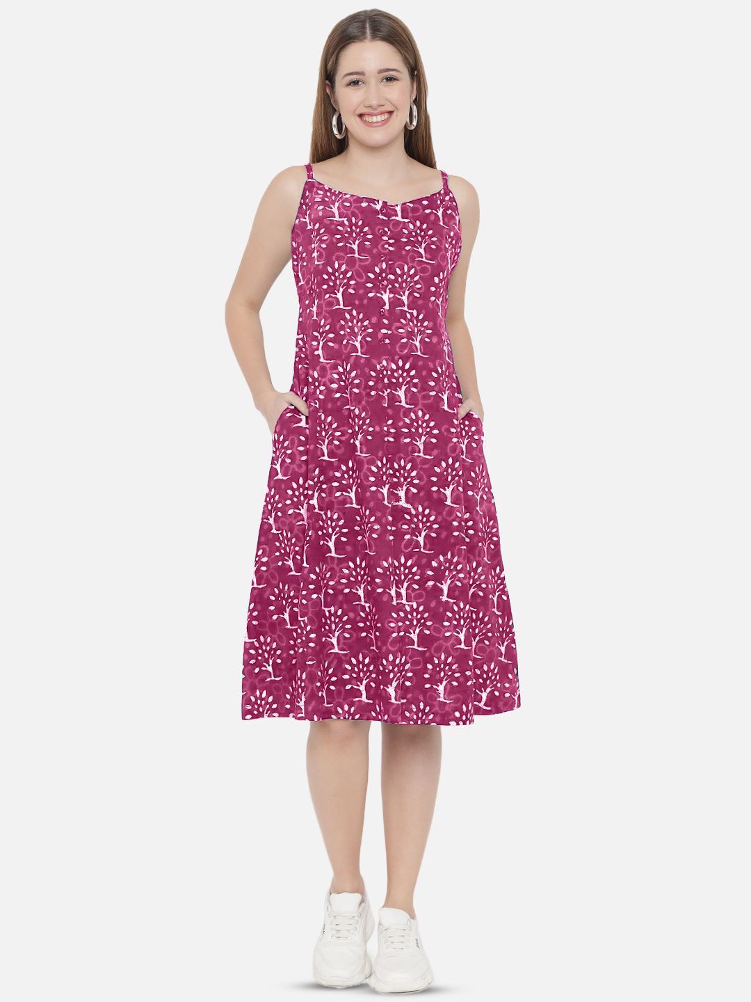 Pink A-Line Hand Block Dress — view 8