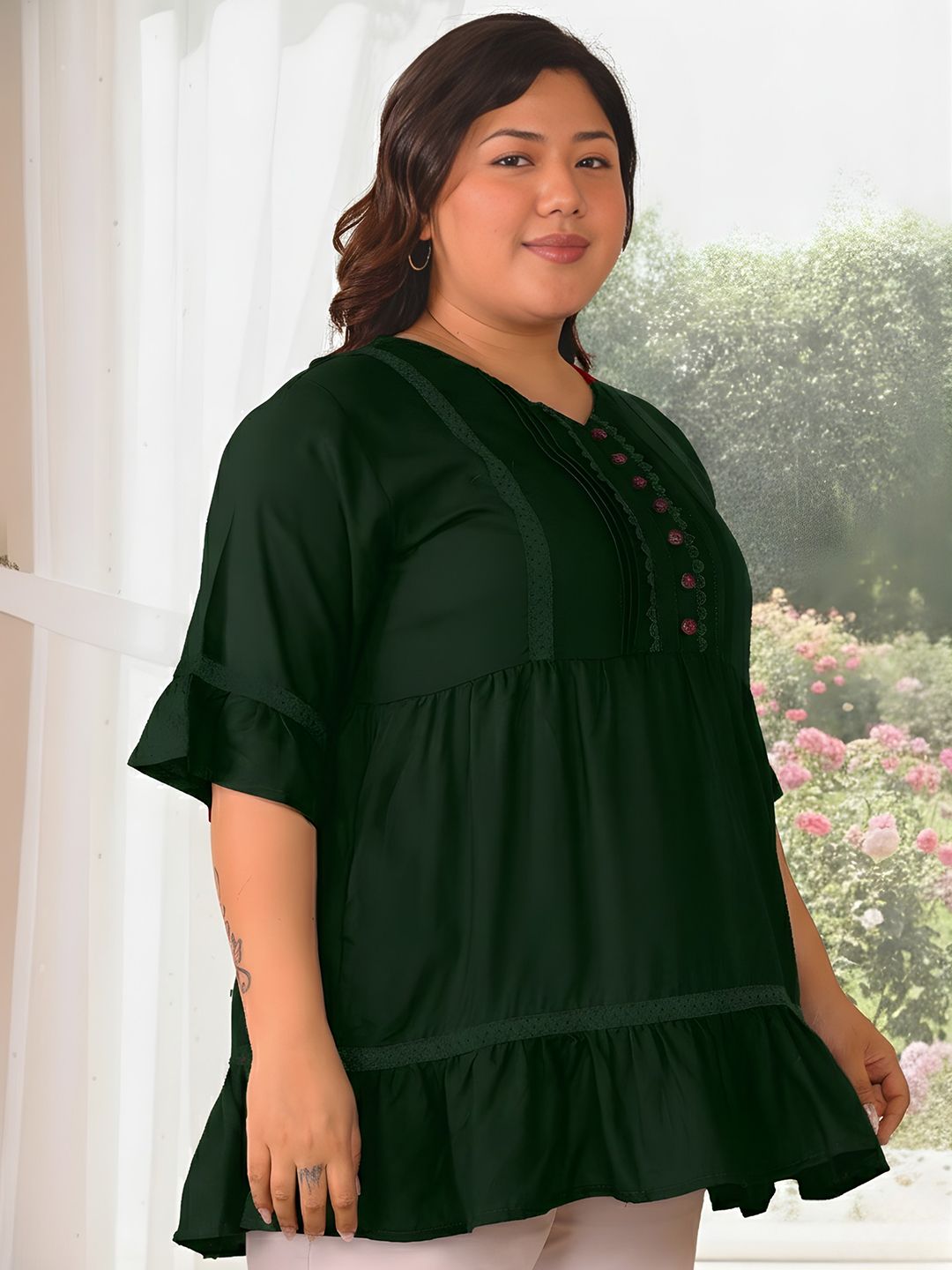 Green Lace Plus Size Tunic — view 3
