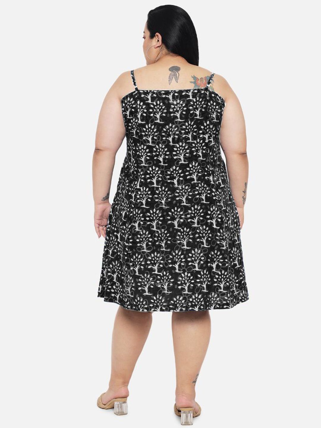 Black A-Line Hand Block Dress — view 5
