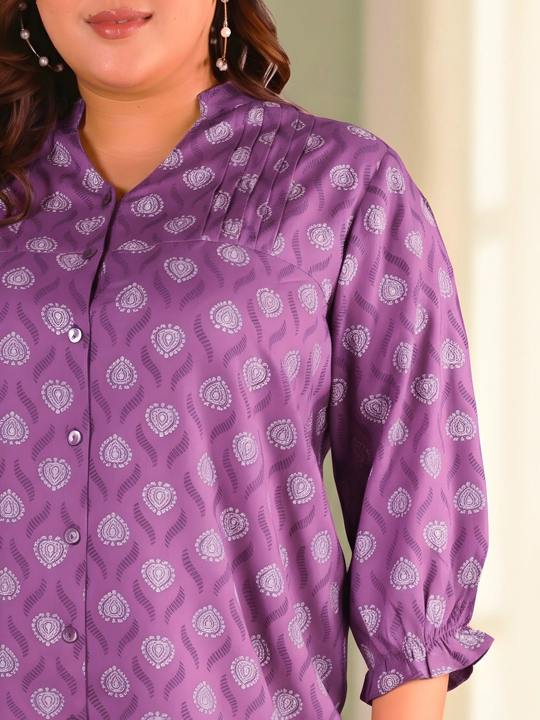 Purple Geometric Print Shirt — view 2
