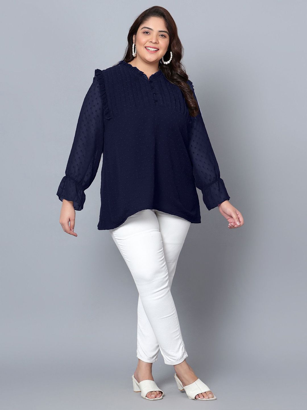Blue Georgette Plus Size Tunic — view 6
