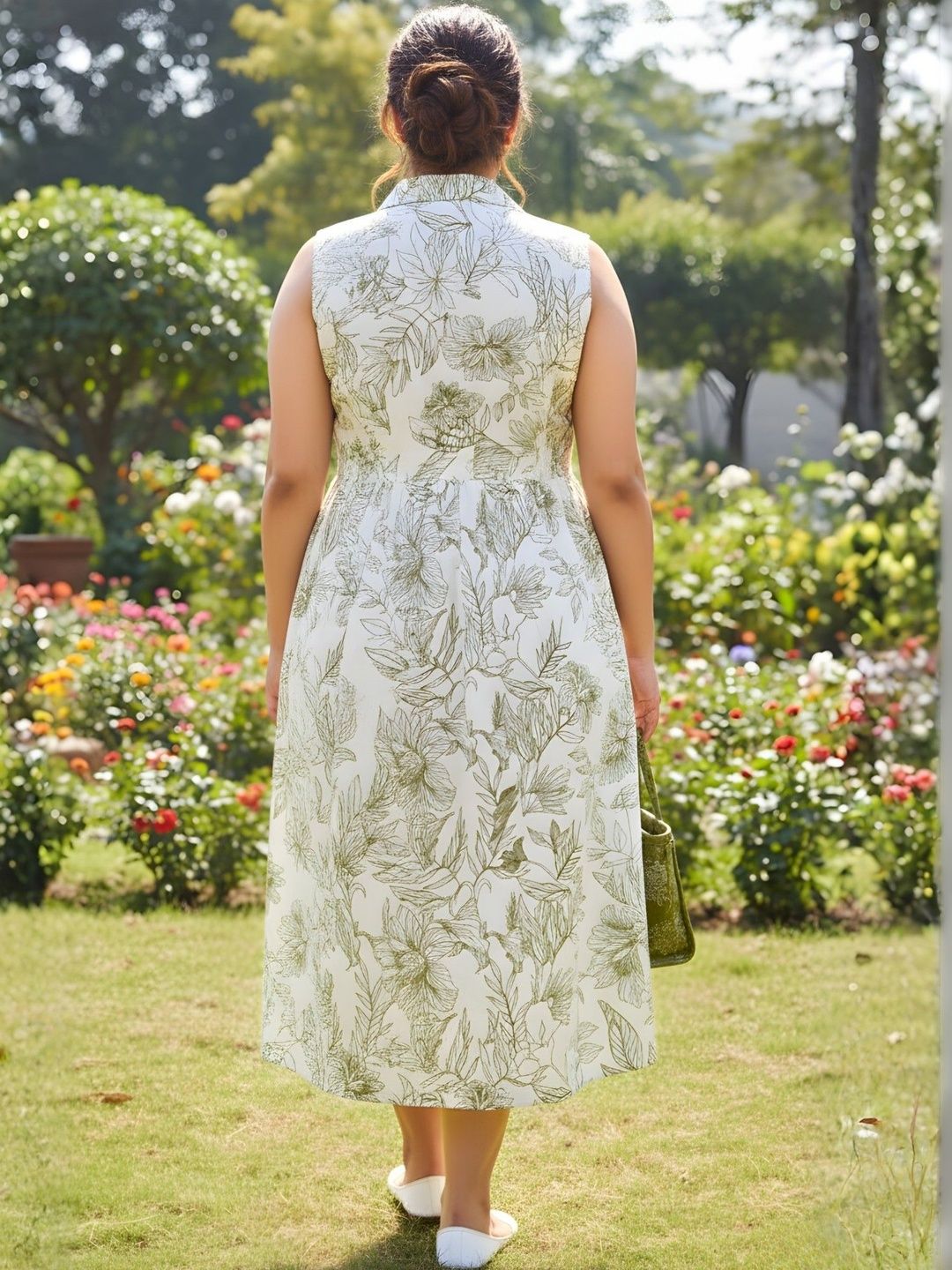 Green Stencil Print Midi Dress — view 2
