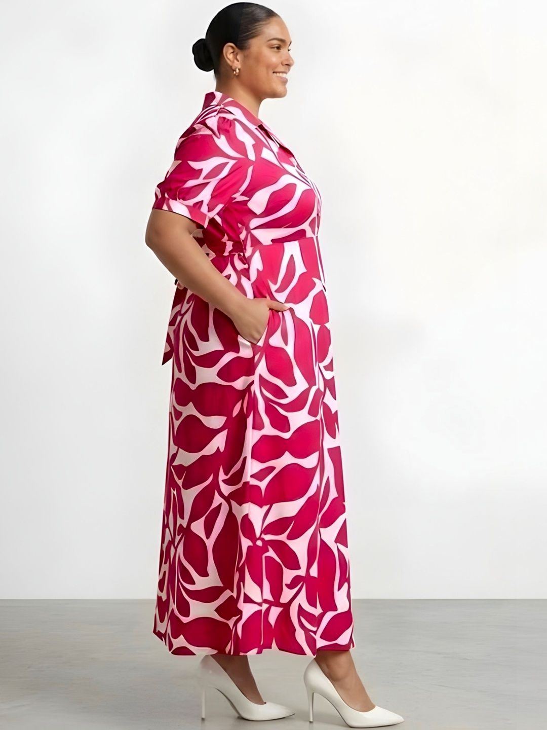 Pink and White Floral Maxi Dress — view 3