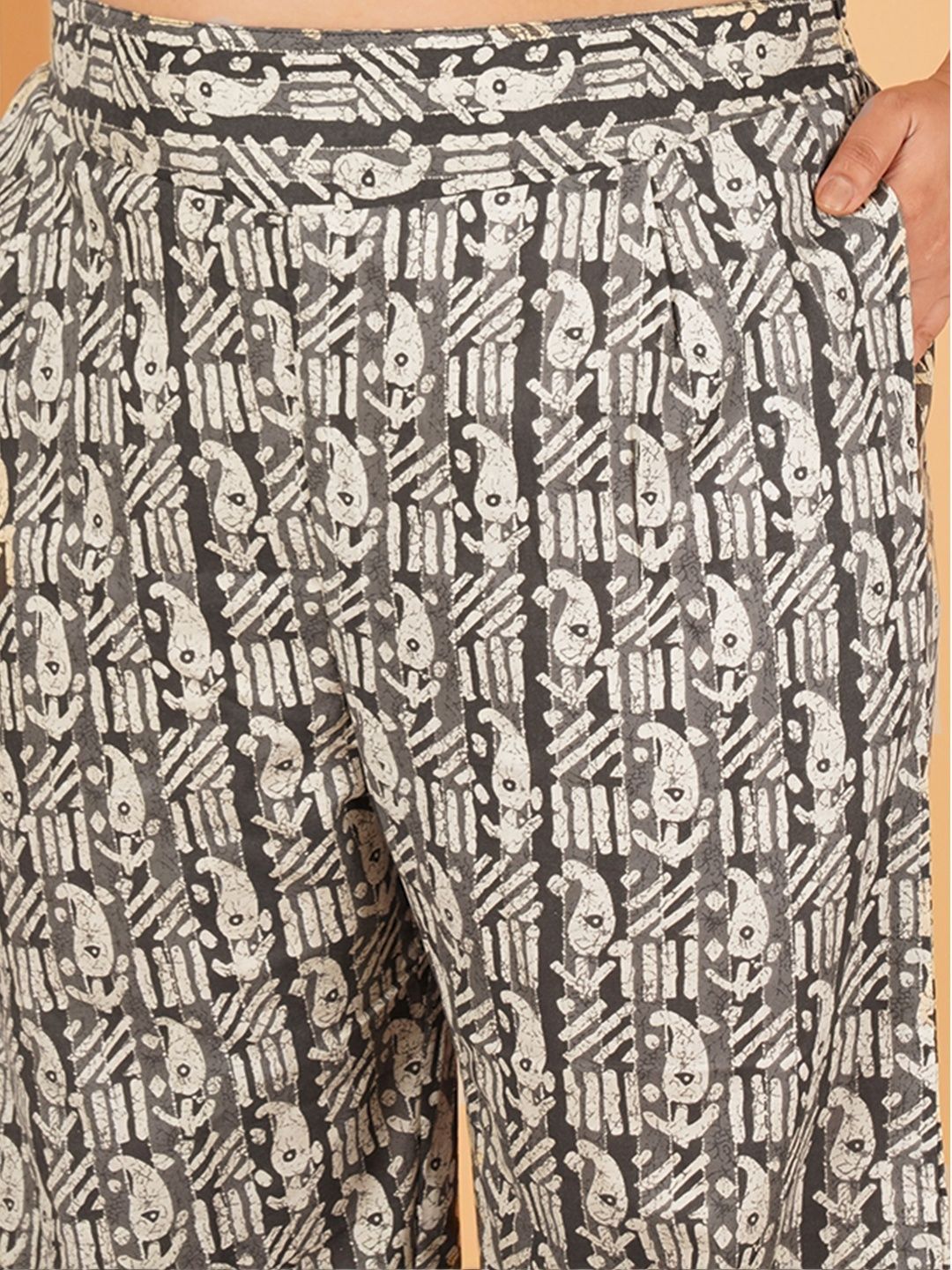 Black Paisley Print Plus Size Trouser — view 6
