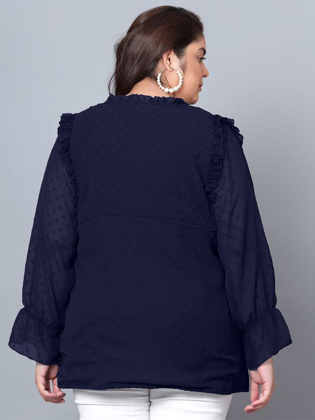 Blue Georgette Plus Size Tunic — view 5