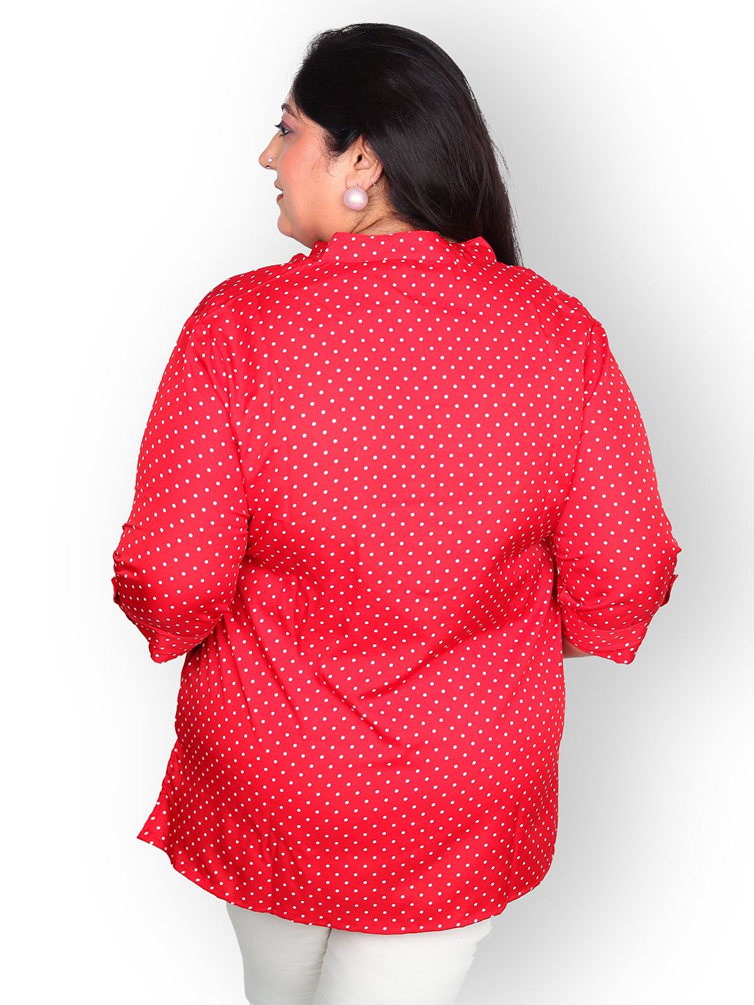 Red Polka Dot Plus Size Tunic — view 5