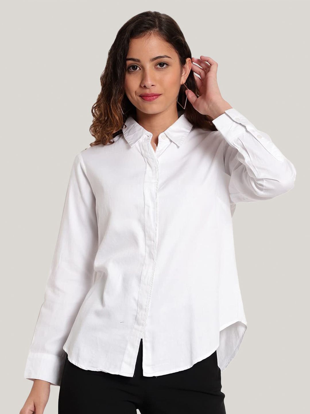White Slim Fit Formal Plus Size Shirt — view 1