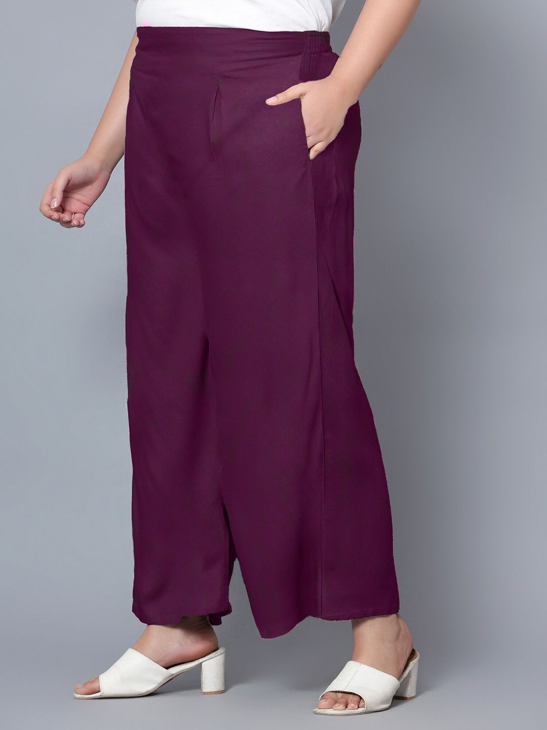 Purple Plus Size Trousers — view 3