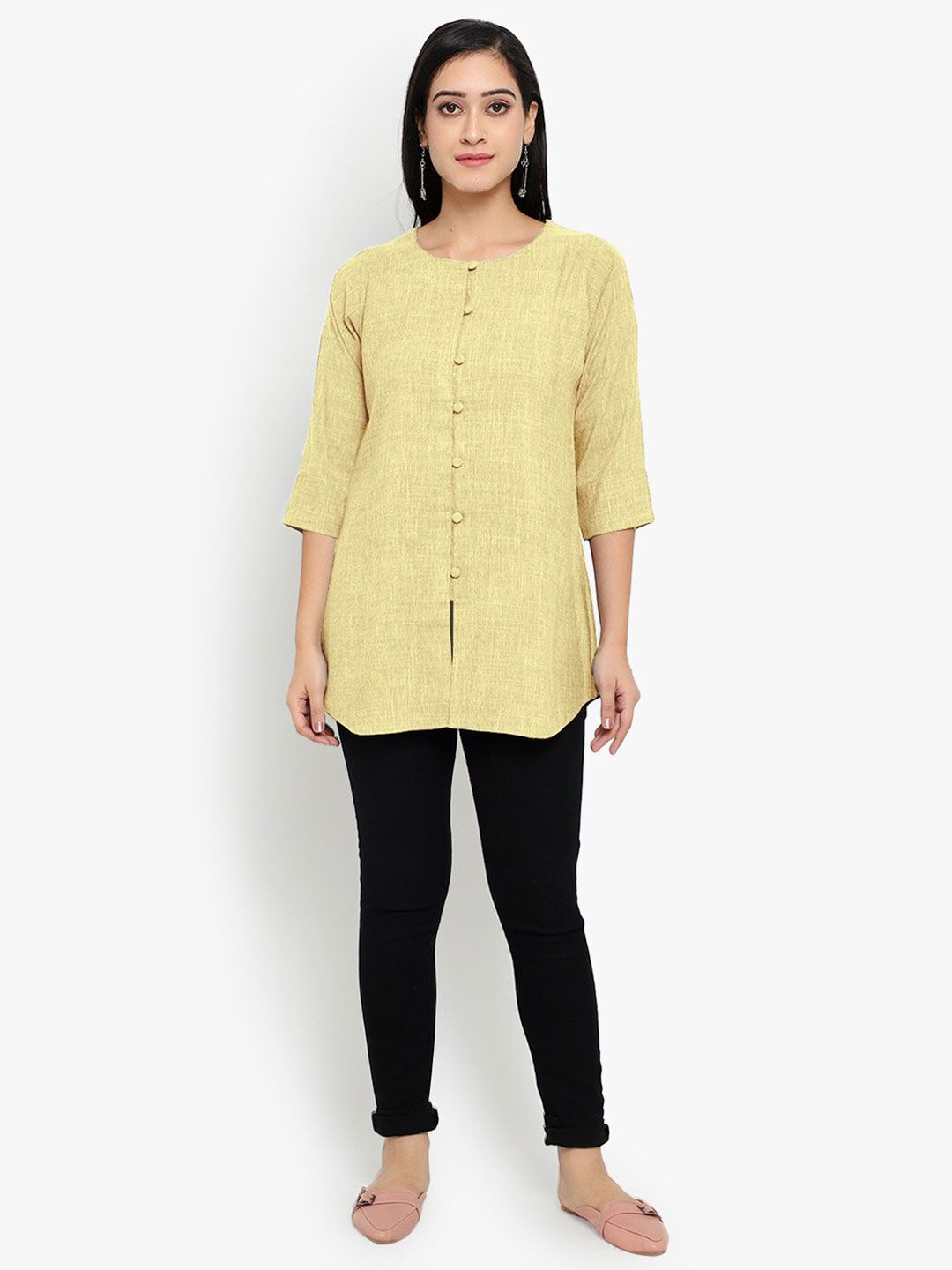 Yellow Cotton Linen Tunic — view 12