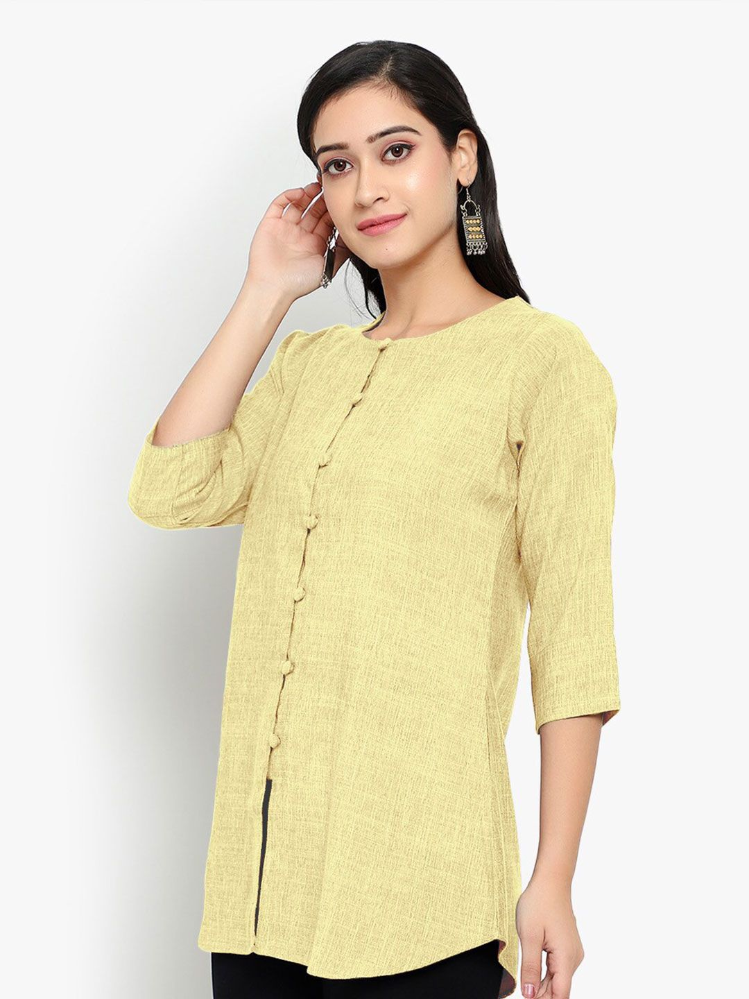 Yellow Cotton Linen Tunic — view 10