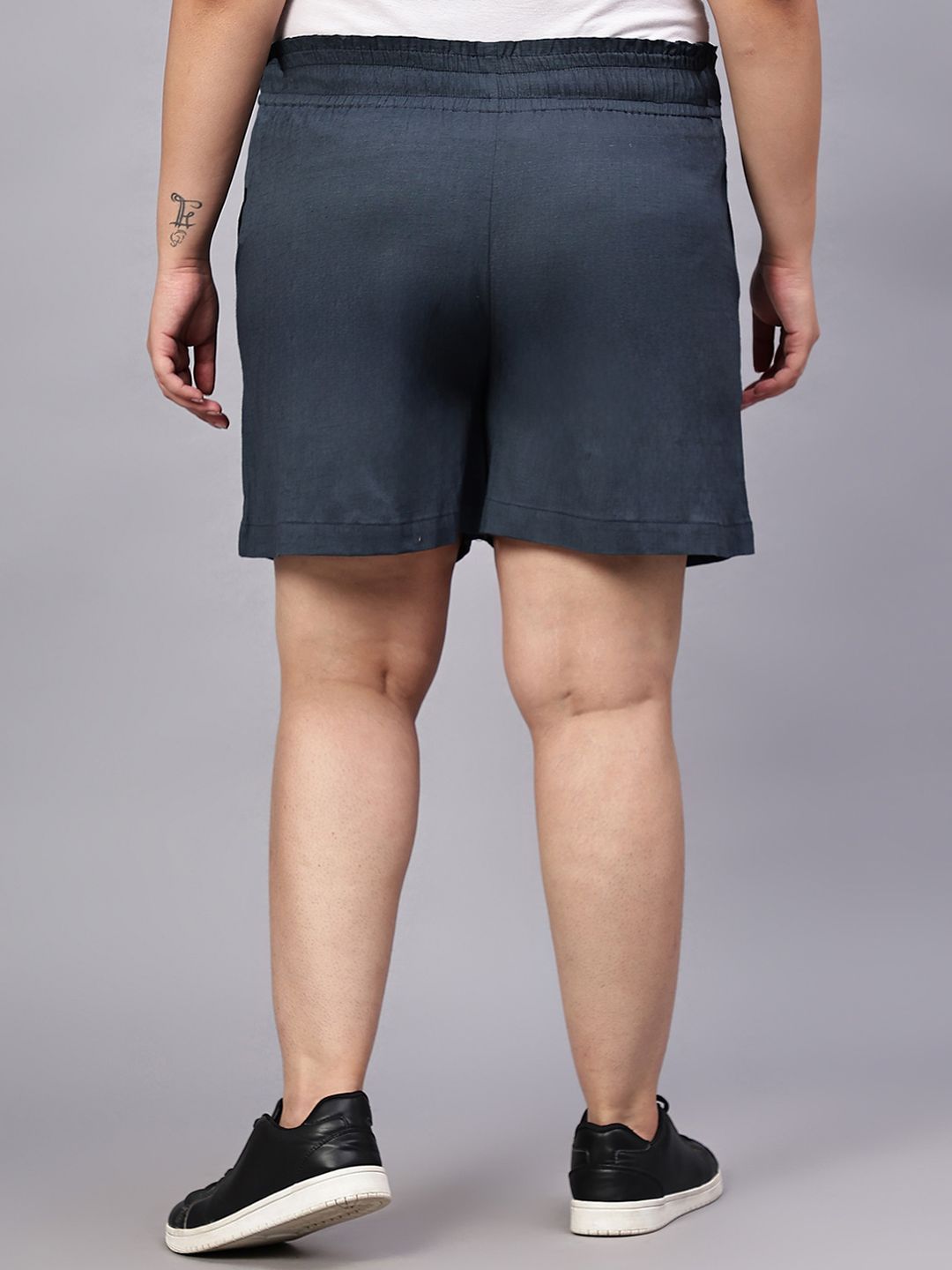 Grey Cotton Plus Size Shorts — view 8