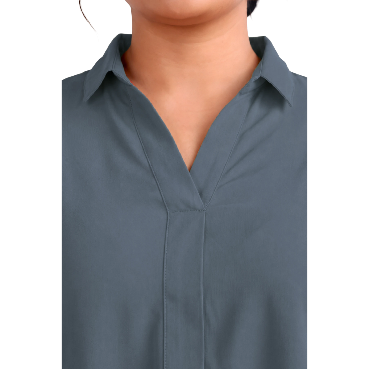 Grey Rayon Centrepleat Longline Tunic