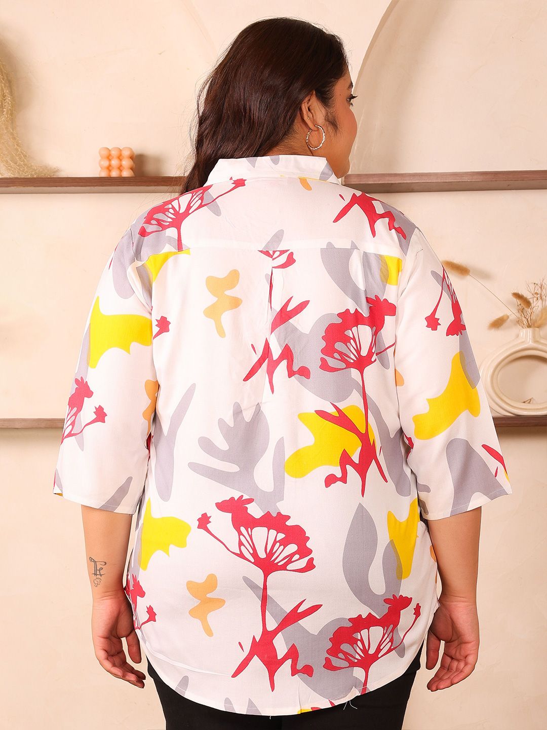 White Centrepleat Rayon Print Tunic — view 5