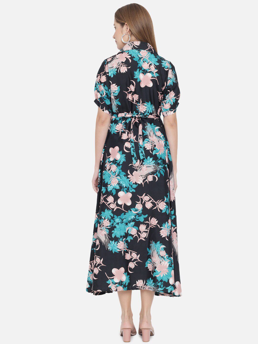 Black and Green Floral Dress — view 12