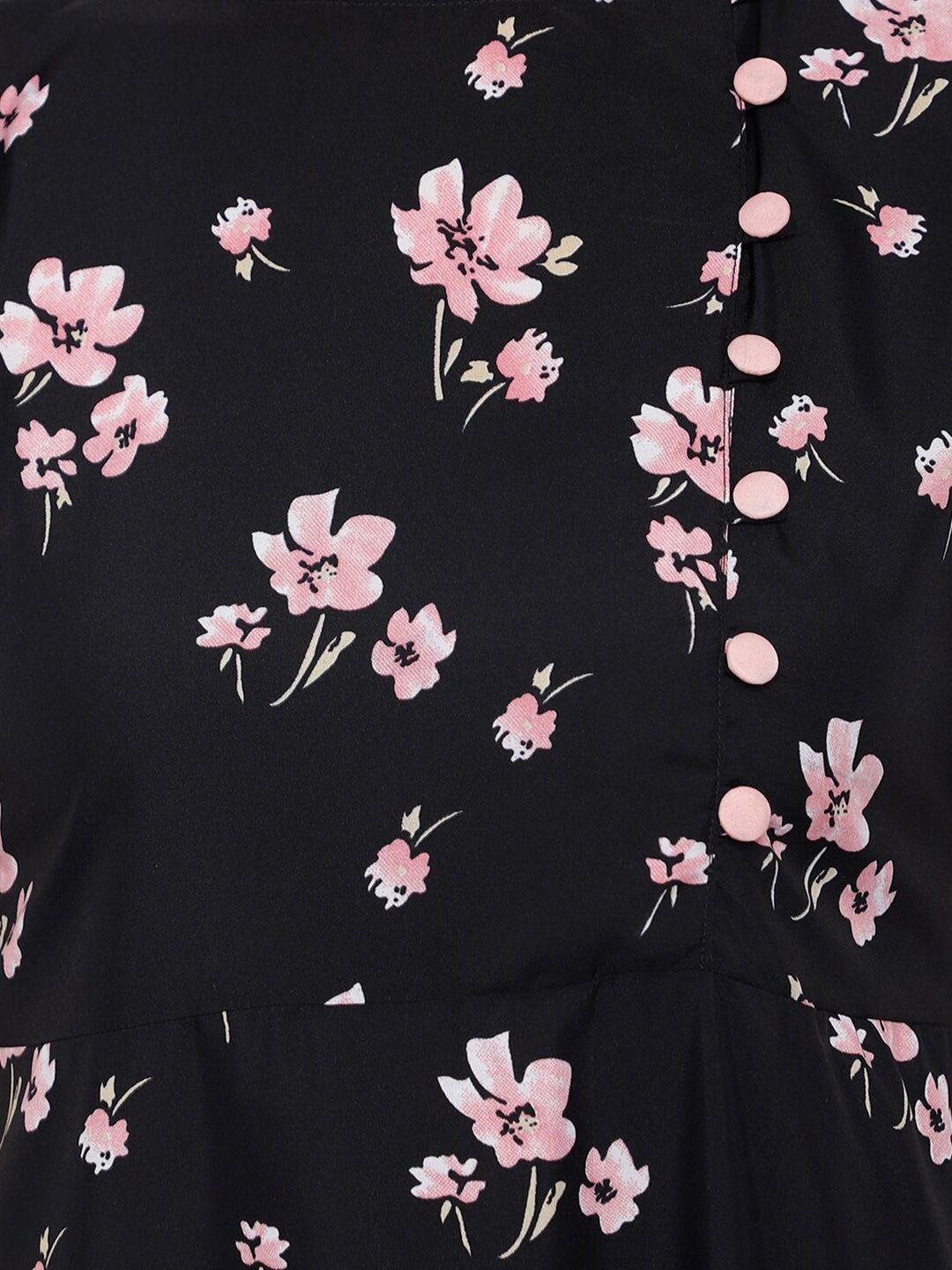 Black and Pink Floral Print Dress — view 8