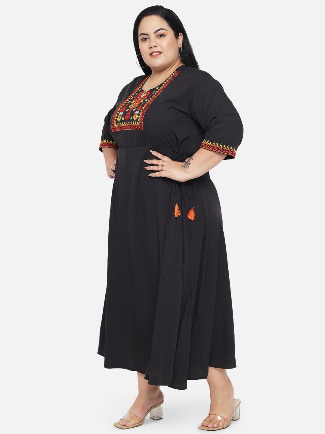 Black Embroidered Dress — view 3