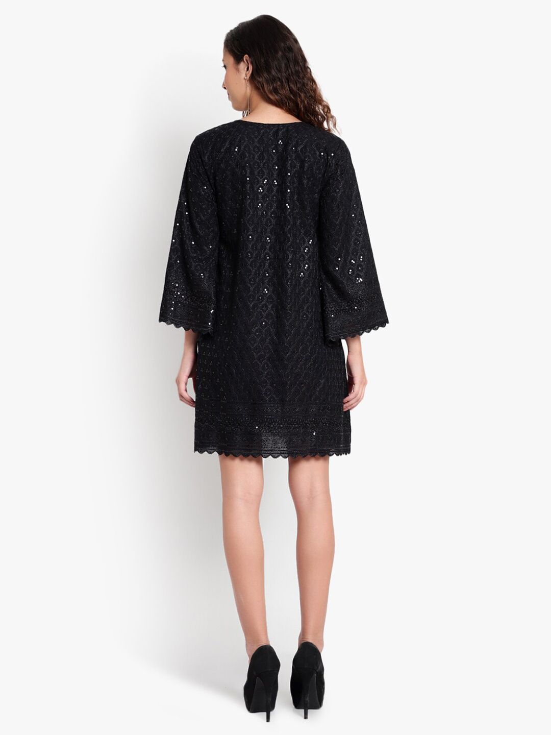 Black Embroidered Sequin Dress — view 5