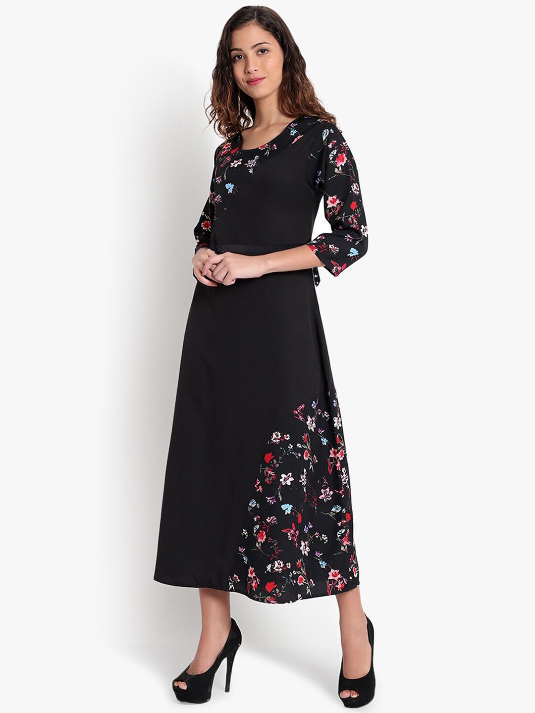 Black Floral Abstract Dress — view 8