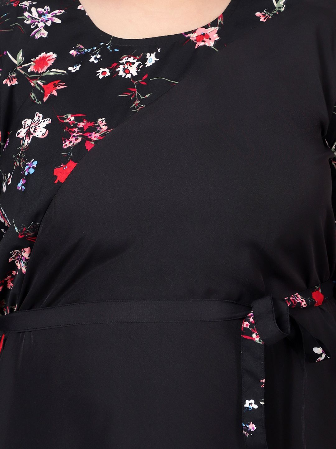 Black Floral Abstract Plus Size Dress — view 2