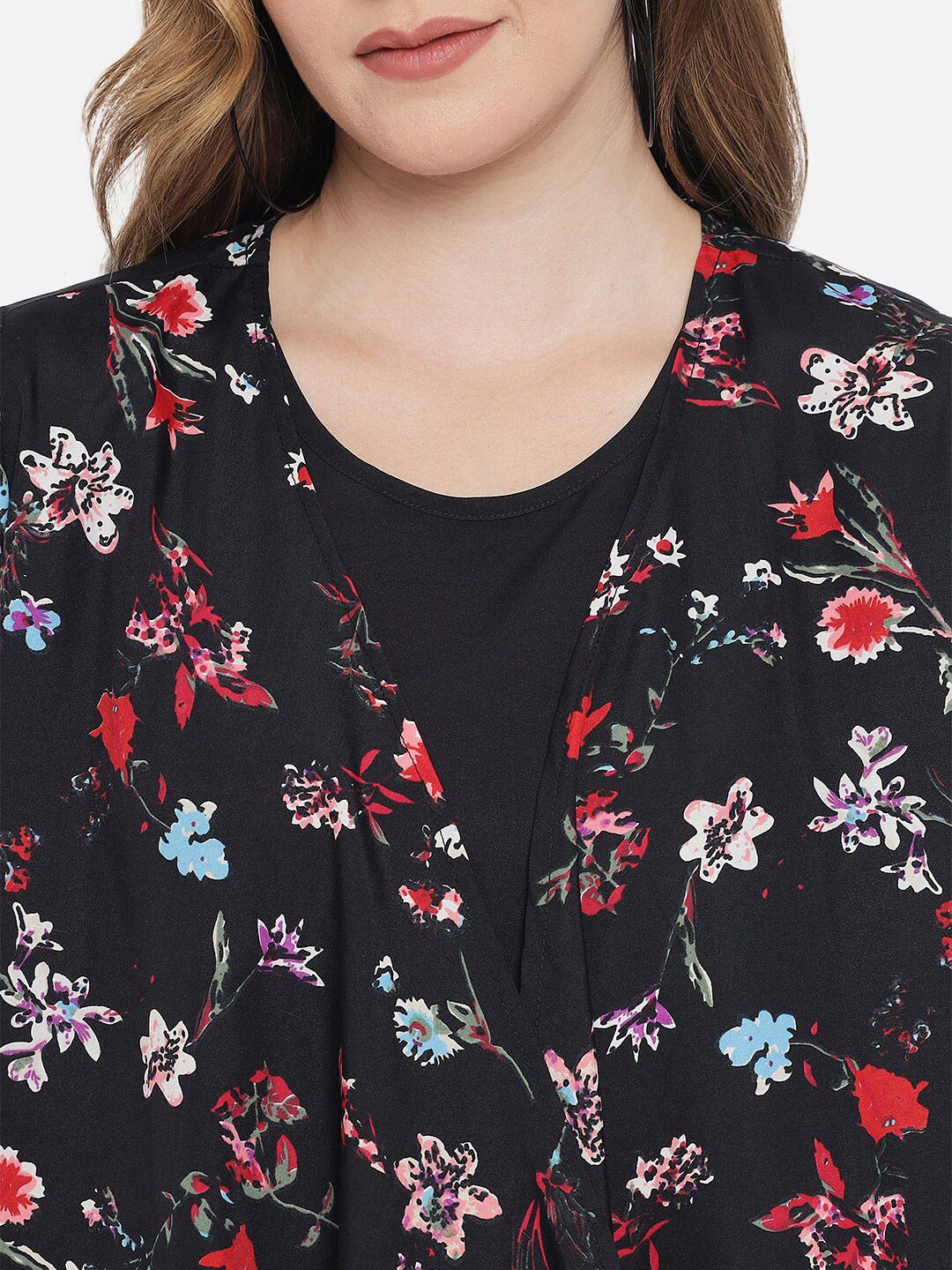 Black Floral Layered Maxi Dress — view 9