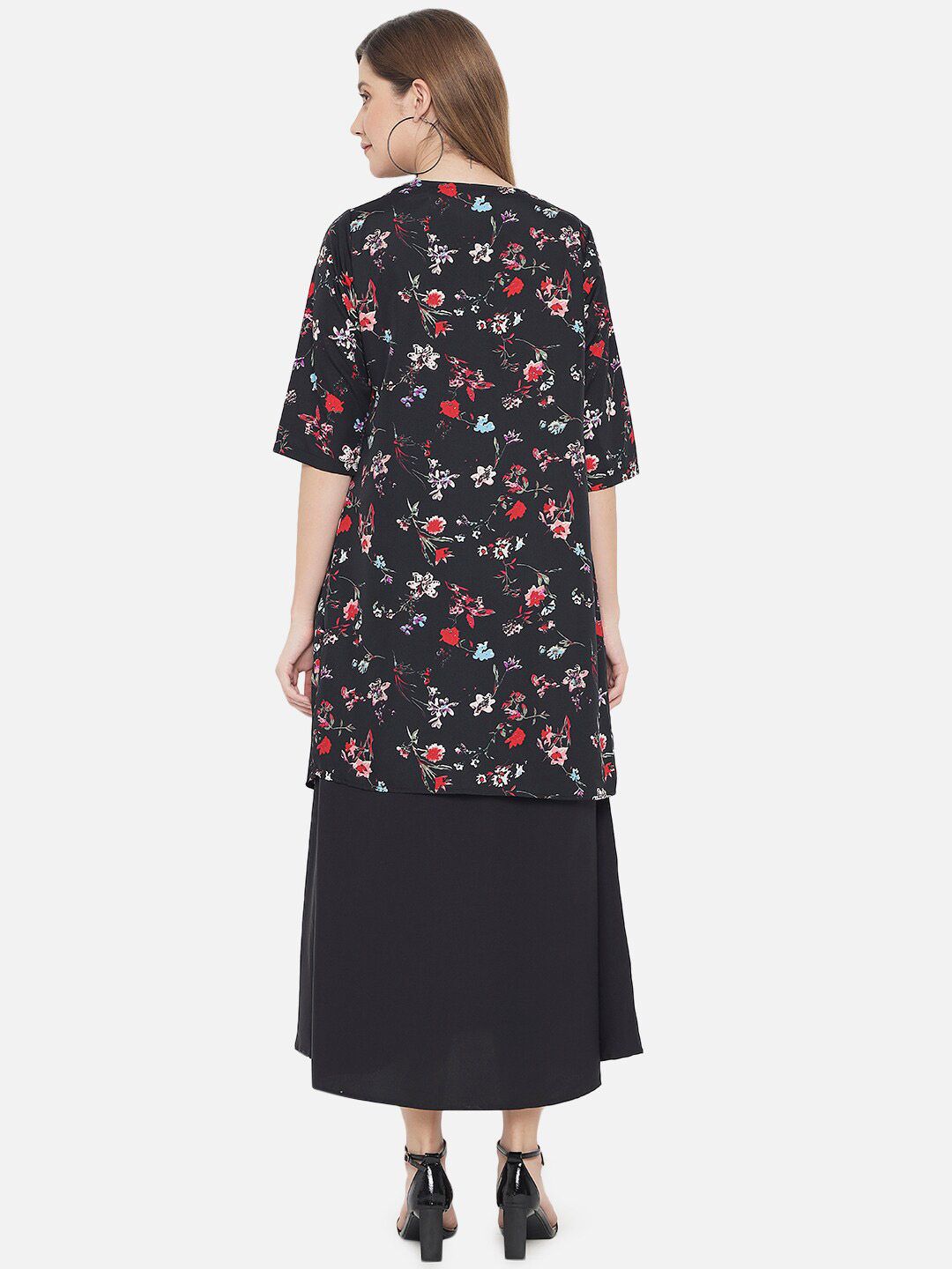 Black Floral Layered Maxi Dress — view 12