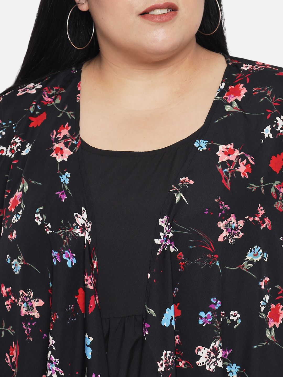 Black Floral Layered Maxi Plus Size Dress — view 2