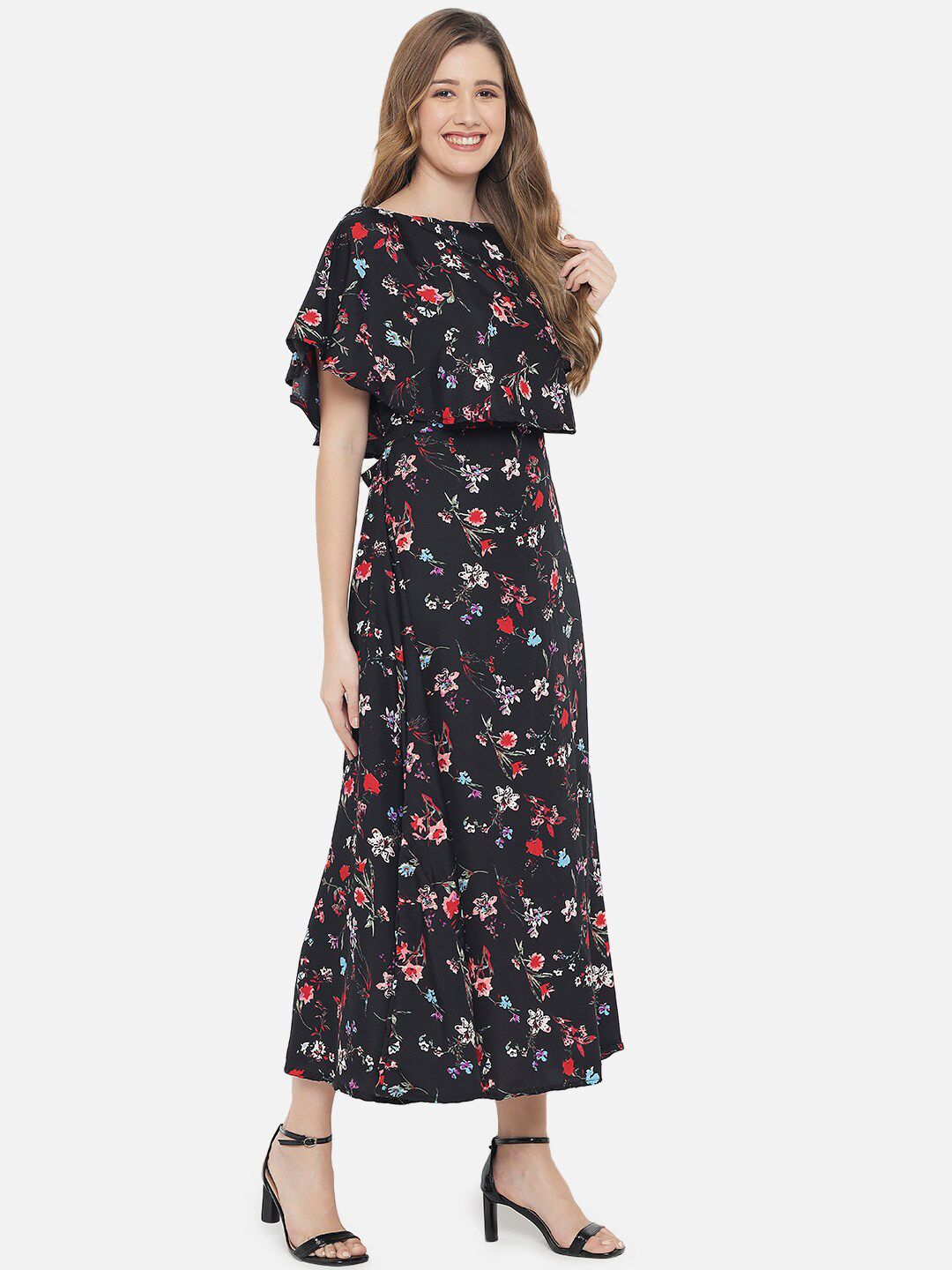 Black Floral Print Dress — view 10