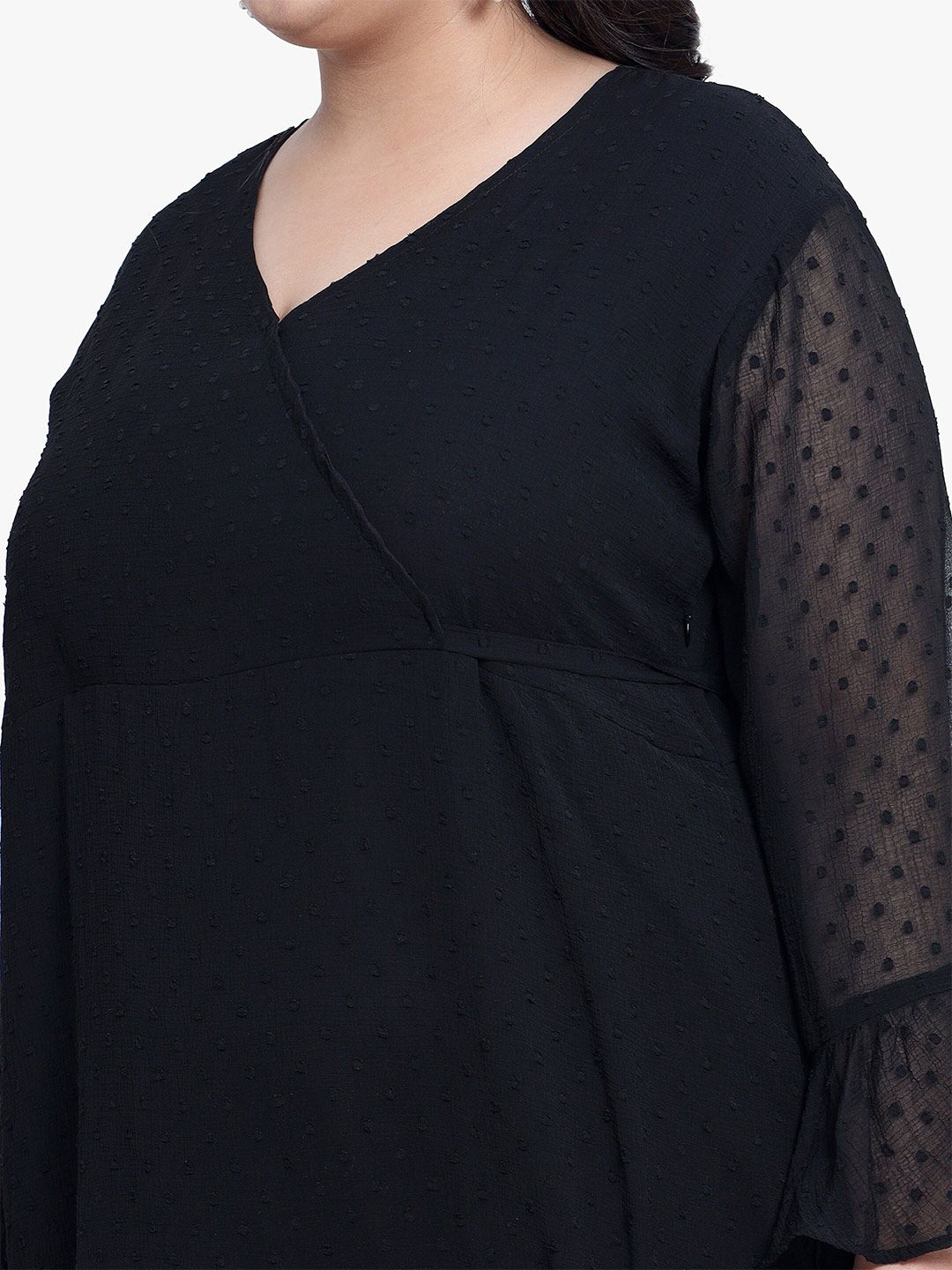 Black Georgette Tier Plus Size Dress — view 7