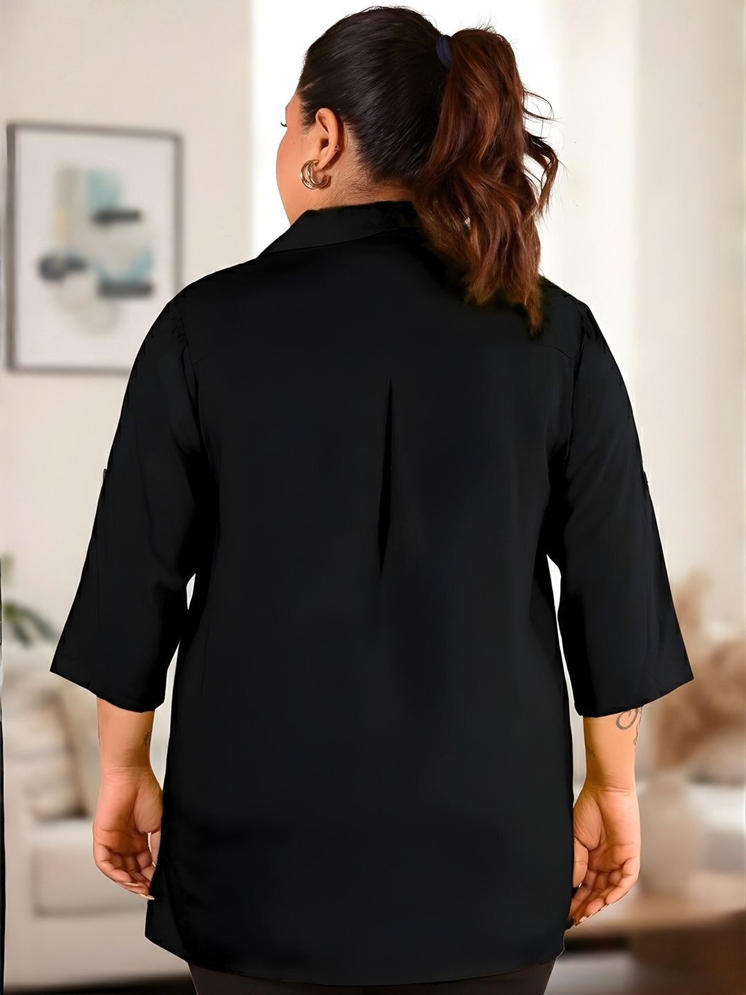 Black Longline Plus Size Shirt — view 5