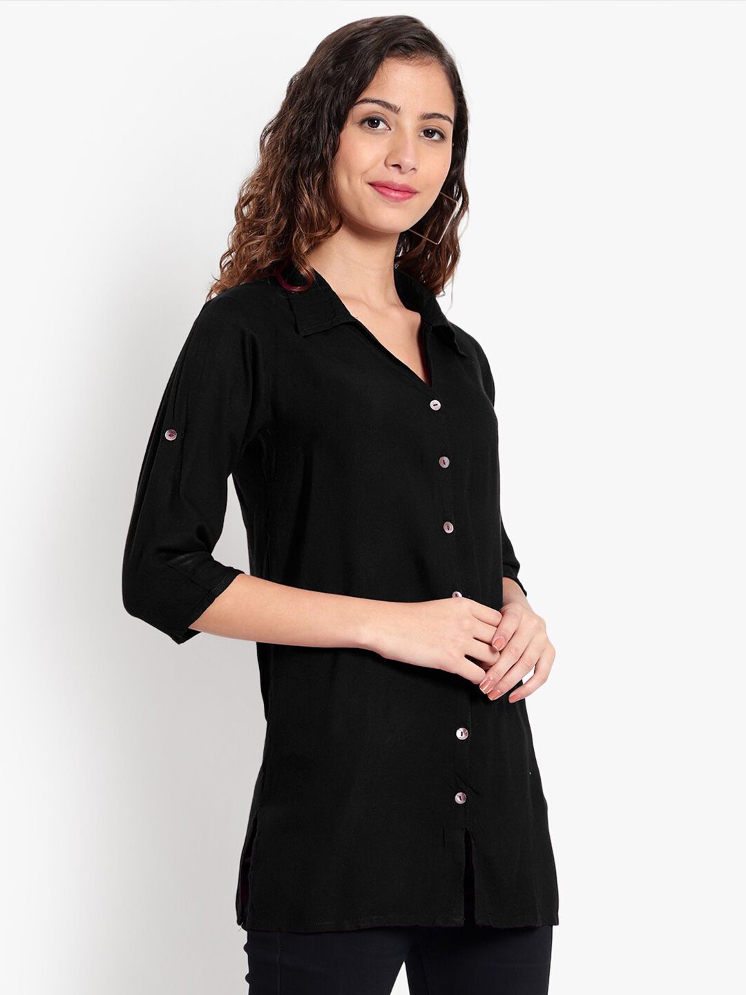 Black Longline Plus Size Shirt — view 10